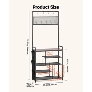 Scarpiera autoportante a 4 livelli da 70,9 pollici con ganci, tasca laterale, scaffale in filo metallico, appendiabiti e portaoggetti per scarpe - Product Image 5