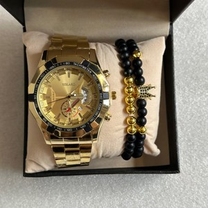6243 Juego de 3 Relojes de Cuarzo Dorados de Lujo para Hombre, Reloj Deportivo de Moda, Juego de Relojes de Joyería para Hombre - Product Image 1