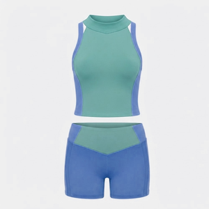 Nuevo Conjunto de 2 Piezas para Mujer, 100% Algodón, Diseño Personalizado, Alta Calidad, Transpirable, Top Corto por Encima de la Rodilla, Tela de Lona Sólida - Product Image 4