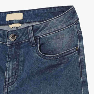 Jean en denim bleu foncé taille haute pour femme, coupe skinny, longueur intégrale, délavé, style décontracté, grandes tailles, en coton et élasthanne - Product Image 6