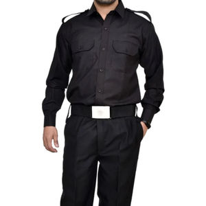 Poly-Cotton Summer Tactical Security Guard Uniform Men Long-Sleeve 2-Piece Button-<b>Down</b> Shirt Cargo <b>Trousers</b> Workwear HSI - Product Image 3