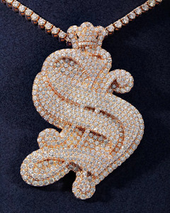 Pendentifs et breloques unisexes personnalisés en or jaune 14 carats, 3 grammes, 0,53 carats, diamant de laboratoire taille brillant, style hip-hop tendance, rhodié - Product Image 3