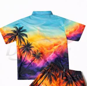 Ensemble polo et short pour homme avec fermeture éclair, sublimation personnalisée, 2 pièces, vêtements de plage, style hawaïen, tenue décontractée d'été - Product Image 2