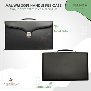 Estuche rígido de lujo clásico MMWM con asa y media forma de archivo |   Diseño Masónico, Cierre de Cremallera de Imitación de Cuero, Color Negro, Ecológico, Forma Cuadrada - Product Image 2