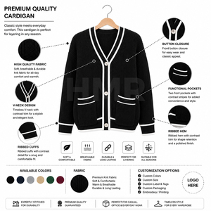 HMR Sisterhood Sorority <b>Women's</b> <b>Black</b> Knitted Acrylic <b>Cardigan</b> Long Sleeve V-Neck Solid Color Classic Style - Product Image 6
