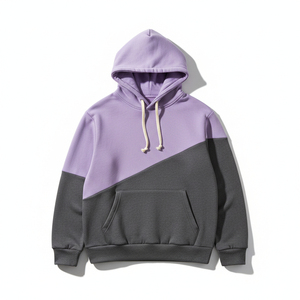 เสื้อฮู้ดสีตัดต่อแบบยูนิเซ็กซ์ สีเทา ทรงปกติ สวมใส่สบาย ผ้าฟลีซ ระบายอากาศได้ดี เป็นมิตรกับสิ่งแวดล้อม ผลิตจากผ้าฝ้าย 100% - Product Image 1
