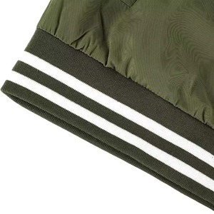 Women's Olive Green Varsity Jacket Full Sleeve Contrast Color Solid Pattern Turn-<b>down</b> Collar Zipper Closure Autumn Wear - Product Image 3