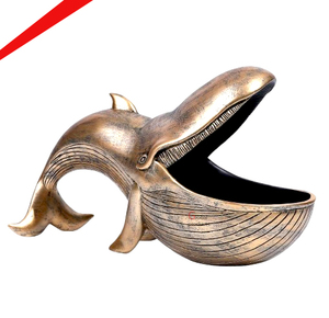 ของตกแต่งบ้านคุณภาพพรีเมียมสไตล์โบราณ งานฝีมือประณีต รูปทรงปลาวาฬ ศิลปะสมัยใหม่ ชามใส่กุญแจ สำหรับตกแต่งโรงแรมหรูและร้านอาหาร - Product Image 1