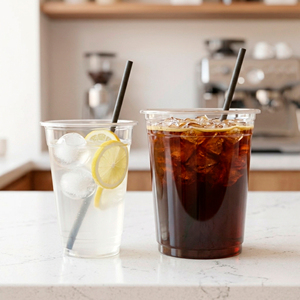 QUANG QUAN Recyclable Transparent Disposable PP Single Wall Plastic <b>Cups</b> 16/22/24oz 95mm Lid for Iced Coffee Tea <b>Cold</b> Drinks - Product Image 2