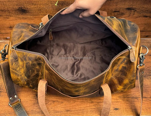 ส่วนบุคคลหนังเต็มรูปแบบกระเป๋า Duffle กระเป๋าเดินทางวีคเอนด์กระเป๋าเดินทางกระเป๋าค้างคืนวินเทจของแท้หนังกระเป๋ายิมของขวัญสําหรับเขา - Product Image 6