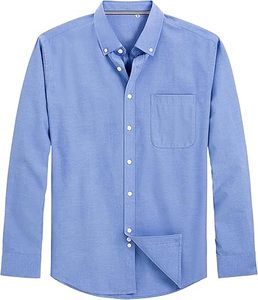 เสื้อเชิ้ตผู้ชาย Vector Cotton ผ้าฝ้าย 100% แบบ Oxford แขนยาว เสื้อเชิ้ตทำงานลำลองติดกระดุม มีกระเป๋า - Product Image 3