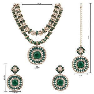 Pendientes de Aleación Chapados en Oro con Cristales Verdes y Diseño de Flor Vintage, Conjunto de Joyería para Mujer para Fiestas - Product Image 5