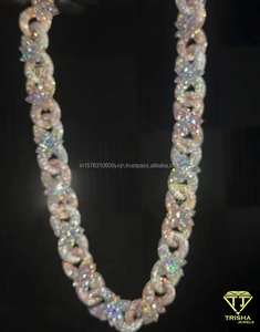 Cadena de Eslabones Infinitos de Dos Tonos con Diamante Moissanita en Plata de Ley 925, Oro Rosa, Plata, 18 mm, Collar Hip Hop para Hombre - Product Image 5