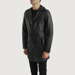 Abrigo de Cuero de Piel de Oveja Genuina para Hombre HARAZ al por Mayor |   Gabardina a Prueba de Viento Personalizada OEM ODM |   Cuero Sintético de Primera Calidad con Pelaje Sintético - Product Image 4