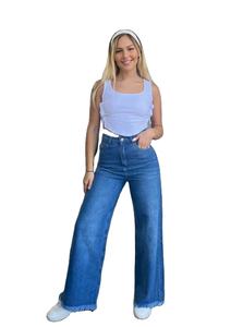 BD Plus Size Jeans Loose Fit Algodón orgánico para Tencel Denim Cintura media Pierna ancha Cinturón informal desgastado Bucles Bolsillos traseros Dobladillo - Product Image 5