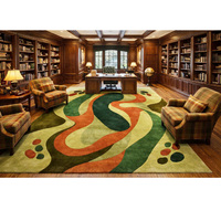 Living Room Decorative Area Rug Hand Tufted Wool Carpet PET Friendly Floral Pattern Modern Design Medium Thickness Kids Learning