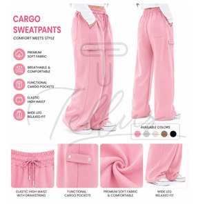 Nouveau pantalon de survêtement évasé en molleton de coton pour femme Tellus Apparel, taille élastique, coupe régulière, respirant, automne 2026 - Product Image 6
