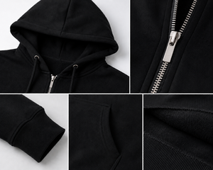 Sweat à capuche zippé pour homme, confectionné en tissu doux et respirant, offrant confort, chaleur et une coupe moderne pour un usage quotidien décontracté et streetwear. - Product Image 6