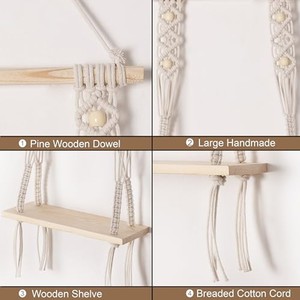 Estante de Pared de Macramé de Bambú |   Venta al por Mayor de Estilo Escandinavo Minimalista |   Lino Hecho a Mano - Product Image 6