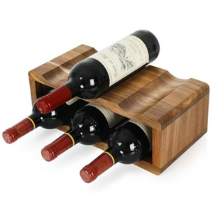 Modern Sculptural Wooden Wine <b>Rack</b> 4-<b>Bottle</b> Countertop Wine Holder for Home Bar Wood Wine <b>Storage</b> & Display Organizer - Product Image 3