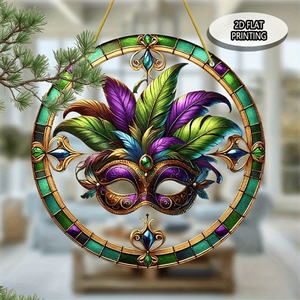 Masque de carnaval en acrylique léger peint à la main CIFbuy, ornement coloré à suspendre pour fenêtre, décoration de jardin, maison, cadeau de fête, TikTok - Product Image 4