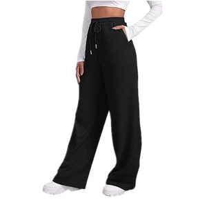 Custom <b>White</b> <b>Women</b> High Waist Wide Leg <b>Jogger</b> Pants Relaxed Fit Drawstring Pockets Casual Athleisure Wholesale Apparel USA UK - Product Image 5