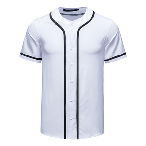 Men's <b>White</b> Baseball Jersey Short Sleeve <b>Button</b> Front Solid Color Breathable Polyester Sport Apparel Regular Fit Adult Size - Product Image 1