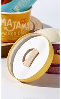 Film de scellage personnalisé pour mini-gobelets recyclables de crème glacée et de yaourt, avec couvercle, conception à paroi simple, cuillère en bois et plastique enduit de PE de qualité alimentaire