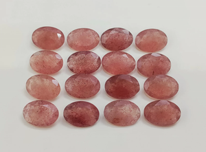 Cuarzo Rojo Fresa Facetado en Forma Ovalada, Gema de 16*12 mm, 14*10 mm, 100% Gema Natural para Joyería a Precio de Mayoreo - Product Image 4