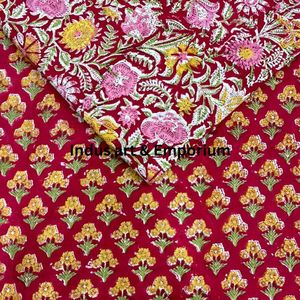 Block Print Cotton Cambric 60X60 Running Fabric Traditional Jaipuri Print Cotton Fabric - Product Image 5