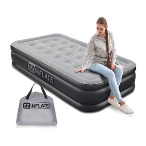 <b>Single</b> Inflatable Camping <b>Air</b> <b>Mattress</b>, Flocked PVC Twin Size <b>Air</b> Bed - Product Image 1