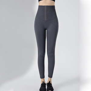 Jaffico International Women's Mid Waist Sustainable Solid Knitted Polyester/Cotton Yoga Leggings-Lightweight Comfortable - Product Image 2