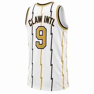 CLAW INTL Basketball Jersey Heat-Transfer Printing Unisex Tank <b>Top</b> White <b>Gold</b> Dinosaur Cartoon Design Breathable <b>Mesh</b> Teenagers - Product Image 3