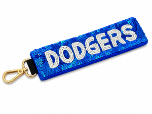 Porte-sac Dodgers perlé et coloré, avec paillettes bleues, accessoire de porte-clés tendance et à la mode, personnalisable en couleurs, noms, mots et logos - Product Image 1
