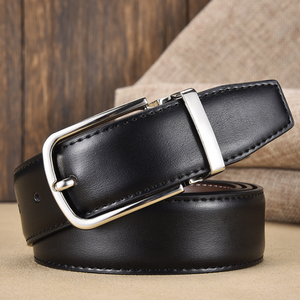 Ceinture en cuir véritable de luxe pour hommes, avec boucle à ardillon classique blanche et noire, idéale pour le dropshipping - Product Image 5
