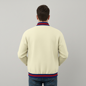 High Quality 100% Wool <b>Canvas</b> Varsity <b>Jacket</b> <b>Men's</b> Ribbed Hem Cuffs Zipper Front Logo Casual Outerwear Winter Varsity <b>Jacket</b> - Product Image 3