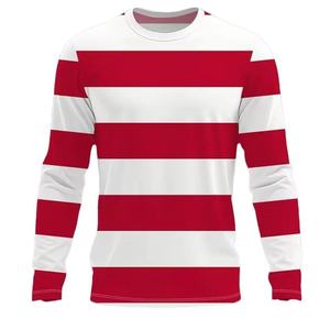 Solid Color <b>Long</b> <b>Sleeve</b> Round Neck <b>Striped</b> Hip Hop Style 100% Cotton <b>Men's</b> T-<b>Shirt</b> From Bangladesh - Product Image 1