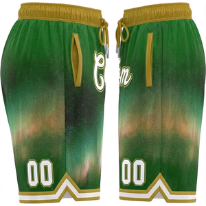 Shorts de basketball pour hommes, unis, à séchage rapide et respirants, en coton et maille, avec logo, coupe courte, pour l'échauffement, le sport, la gym et le style décontracté, Laker, vente en gros - Product Image 4