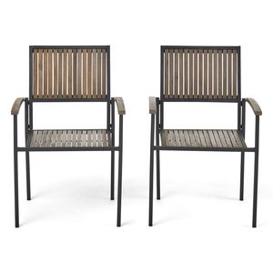 Set Bridget di 2 Sedie da Giardino in Legno e Metallo, Elegante Arredo per Esterni - Product Image 2