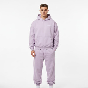 Hawk Eye Sports <b>Men's</b> Slim Fabric Fleece 300g Winter <b>Pullover</b> Hoodie Full-Length Button-Up Tracksuit Set Breathable - Product Image 1