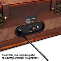Tocadiscos Vintage con Maletín de Madera VT30, Reproductor de Discos de 3 Velocidades, Bluetooth, Convertidor USB a MP3, Altavoces Integrados, Genérico