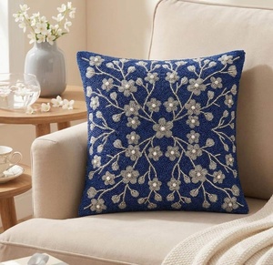 Housse de coussin perlée de style vintage abordable avec broderie artistique pour canapé, lit, chaise et décoration rustique de la maison - Product Image 6