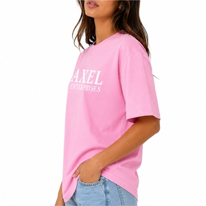 เสื้อยืดคอกลมโอเวอร์ไซส์ผ้าฝ้ายสำหรับผู้หญิง สกรีนโลโก้ได้ ทรงหลวม สไตล์สตรีทแวร์ ใส่สบาย ทนทาน ตะเข็บเย็บแน่น - Product Image 4