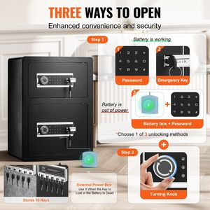 3.5 Cu.ft <b>Key</b> <b>Lock</b> & Password <b>Safe</b> Box with Double Doors LED Light & Fireproof Bag 2 Height-Stylish <b>Locks</b> Product - Product Image 3