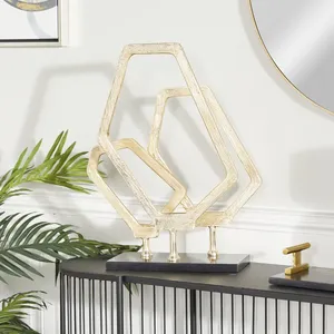 Escultura Abstracta Creativa Hecha a Mano en Aluminio Chapado en Oro, Decoración de Arte Moderno para Mesa de Salón - Product Image 3