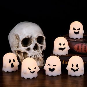 DRomance Lot de 6 Bougies LED sans Flamme Effet Fantôme pour Halloween, Bougies Votives Blanches Effrayantes, Télécommandées, à Piles, LED Romantiques - Product Image 3