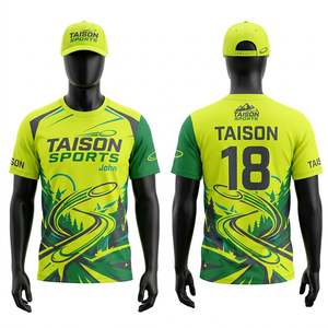 Camiseta de Disc Golf para Hombre, 150 GSM, Poliéster Premium Transpirable, Paneles Degradados en Amarillo Neón y Verde, Impresión por Sublimación, Logotipo Personalizado - Product Image 1