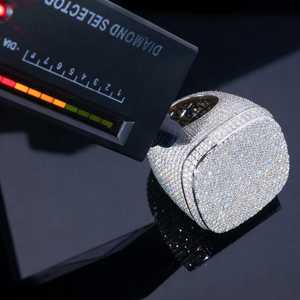 Iced Out Original Moissanite Hip Hop Championship <b>Ring</b> for <b>Men</b> Original 925 Sterling <b>Silver</b> Rapper Style for Parties Jewelry - Product Image 4