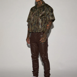 100% High Quality Custom Design Fashionable <b>Men</b> Mid Straight Hip Hop Eco-Friendly <b>Leather</b> <b>Pant</b> Best Selling Stylish Lightweight - Product Image 2