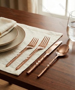 Unicorn Handicrafts Premium Gold Plated Long Handle Eco-Friendly Stainless Steel Dining Cutlery Set Spoon Fork Knife Designer - Product Image 6